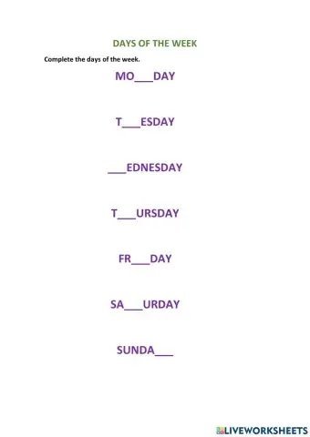 DAYS OF THE WEEK