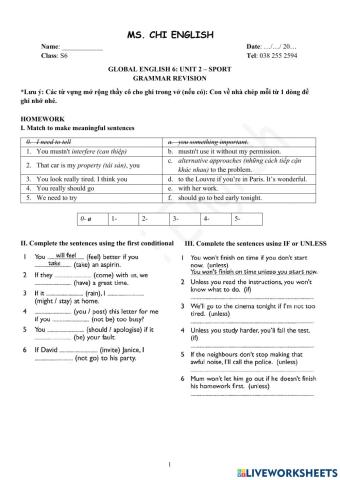 Viet Teacher-S6-WEEK 6-U2-GRAMMAR REVISION