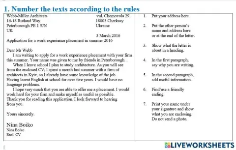 A letter of application