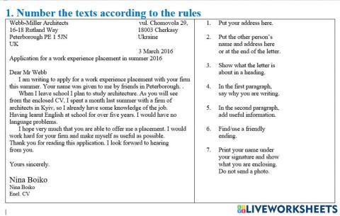 A letter of application