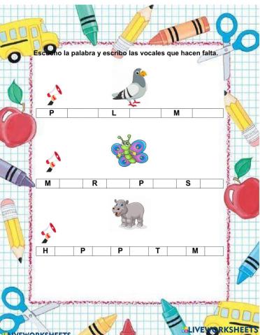 Completo la palabra con vocales