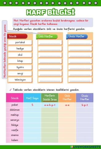 Harf Bilgisi-Sesli Sessiz Harfler