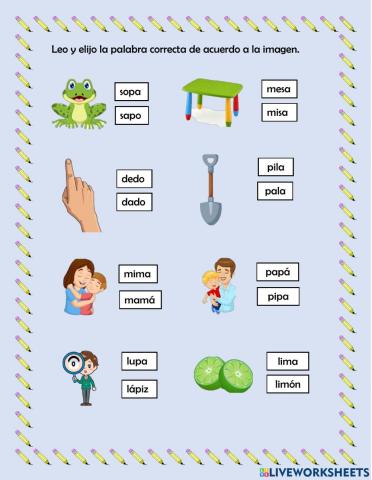 Elijo la palabra correcta