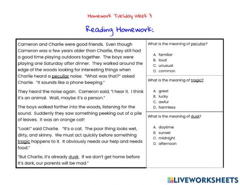 Homework Tuesday Week 3