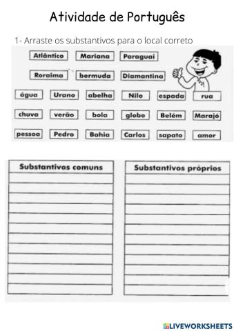 Substantivo comum e próprio