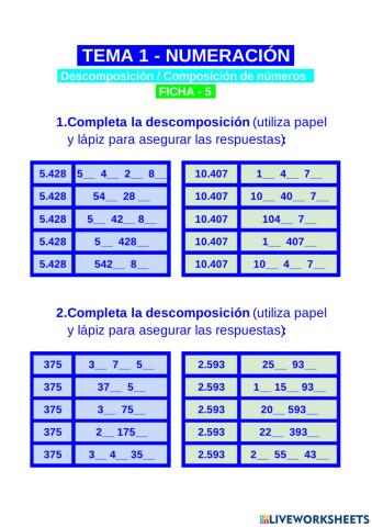 Descomposición de números