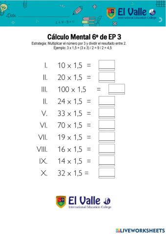 Cálculo Mental 6º de EP 3