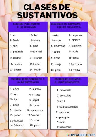 Clases de sustantivos