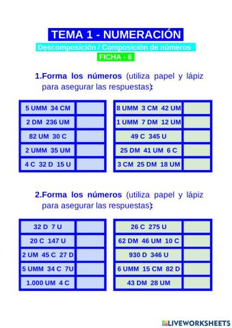 Descomposición de números