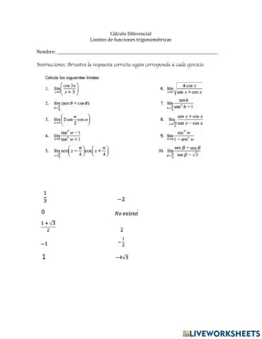 Limites de funciones trogonométricas