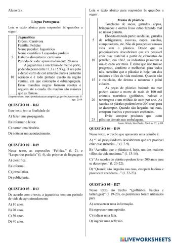 Simulado de Preparação Para o SPAECE