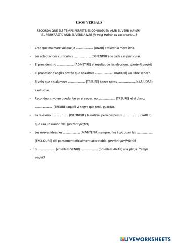 PROVA INICIAL-USOS VERBALS