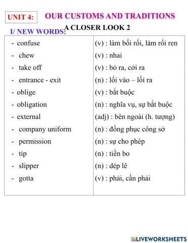 English 8- unit 4- a closer look 2