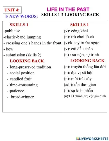 Englh 9- unit 4- skills 1-2- looking back