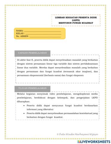 Menyusun fungsi kuadrat