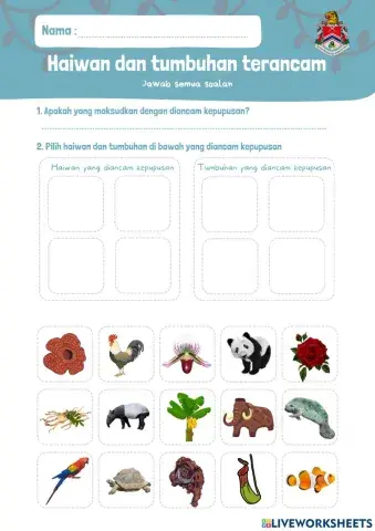 Haiwan dan tumbuhan diancam kepupusan