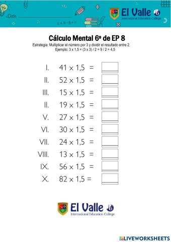 Cálculo Mental 6º de EP 8