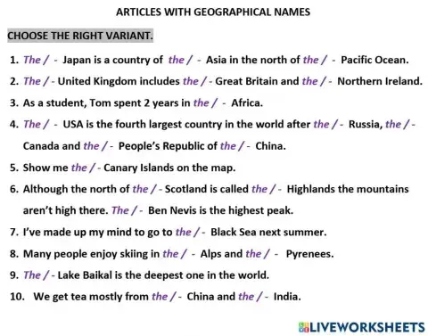 Articles with geographical names 2