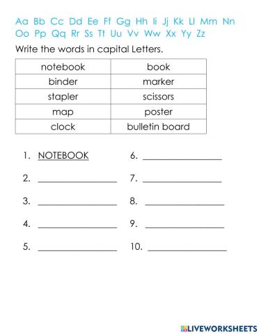 Classroom Items in ALL-CAPS