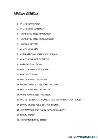 Personal questions