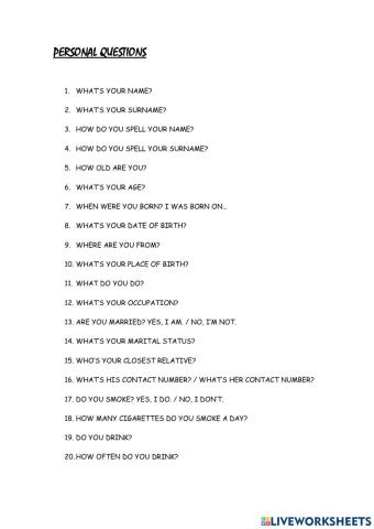 Personal questions