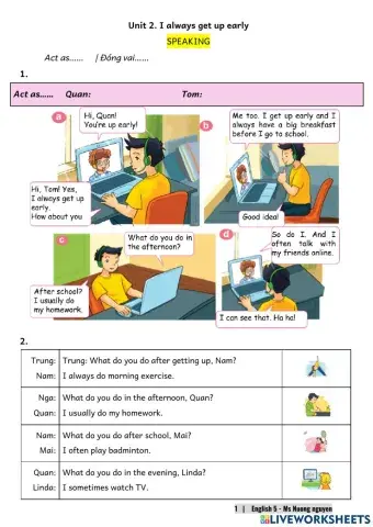 E5U2 (speaking) I always get up early -nuongnguyen