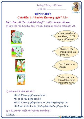 Tiếng Việt 2 (Tuần 3)