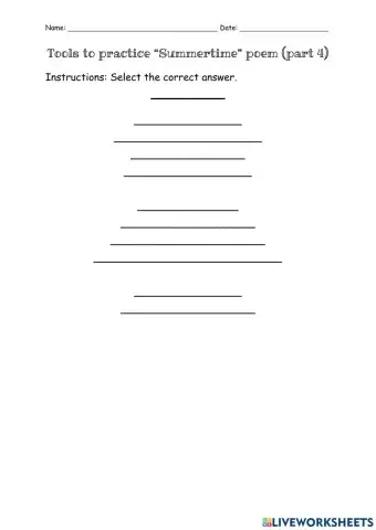 Tools to practice -Summertime- poem (Part 4)