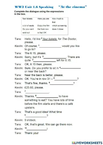 WW2 Unit 1.6 At the cinema