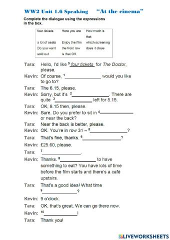 WW2 Unit 1.6 At the cinema