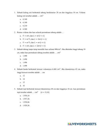 KUIS Bangun Ruang Sisi Lengkung