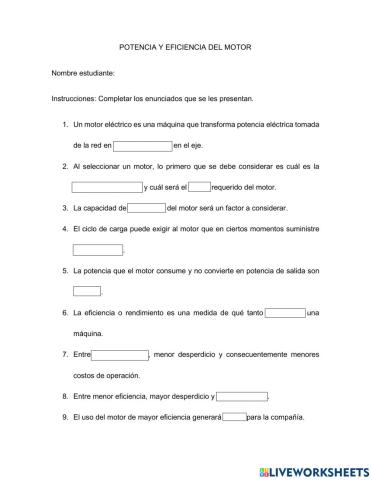 Potencia y eficiencia de un motor
