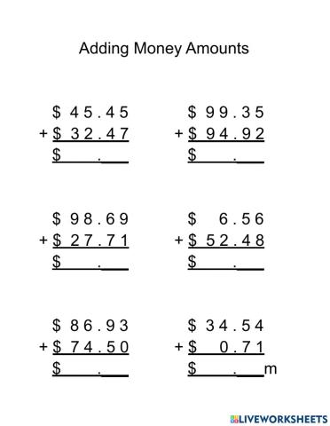 Adding money amounts