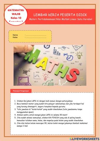 Pertidaksamaan nilai mutlak