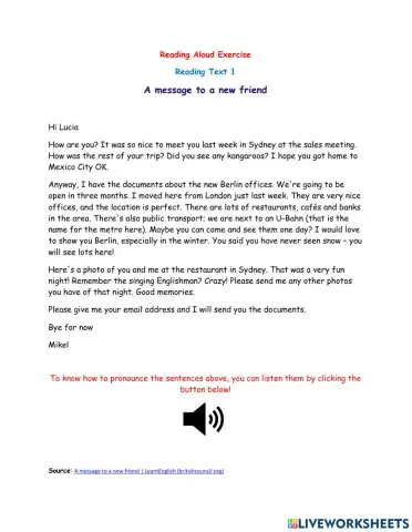 Reading Text 1 for Grade 9