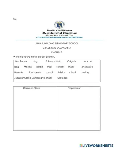 Proper and Common Noun