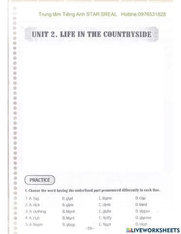 Unit 2: Life in the countryside