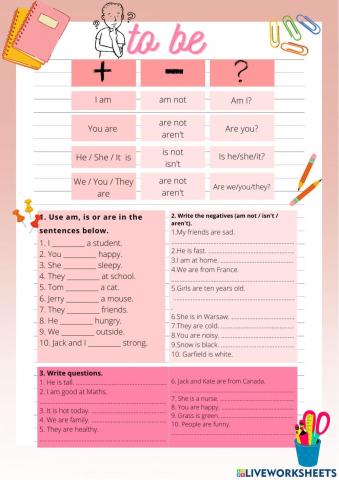 Verbs: to be, have got, can