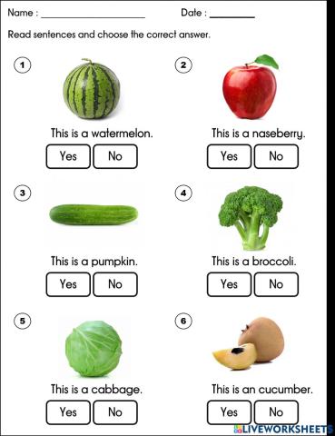 Fruits and Vegetables