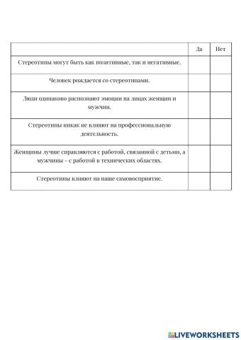 Социальные стереотипы аудирование