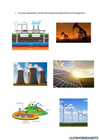 Energia berriztagarriak eta ez-berriztagarriak bereizten