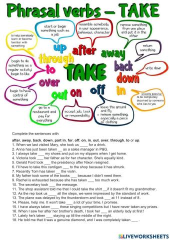 Phrasal verbs with TAKE