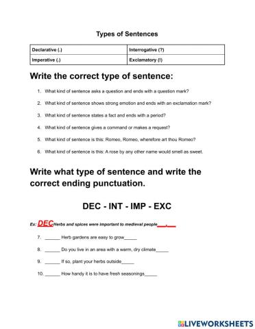 Types of Sentences