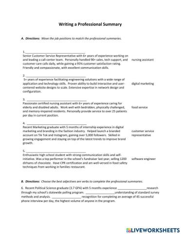 CV- Professional Summaries