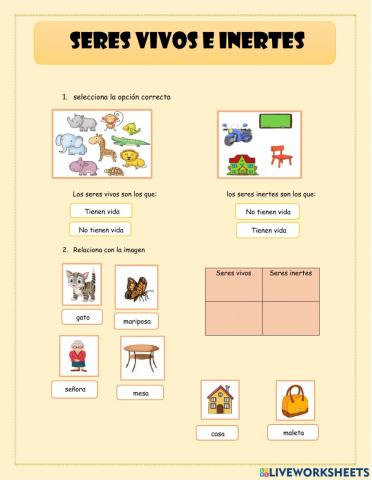 Seres vivos e inertes