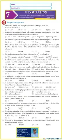 Sslc - maths - em - ch-7 - mensuration - one mark