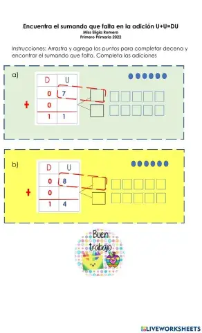 Encuentra el sumando que falta en la adición U+U-DU