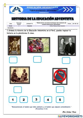 Ficha de la historia de la Educación Adventista