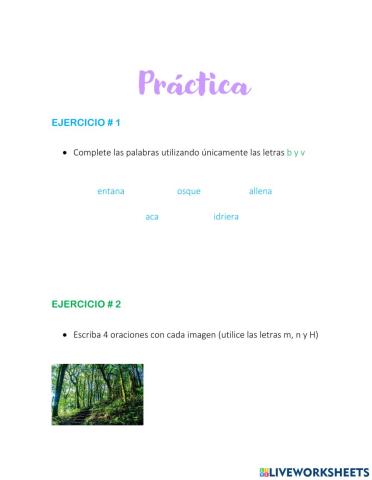 Practica de el uso de las letras
