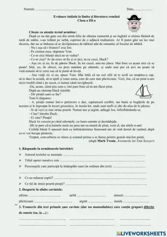 Evaluare inițială la limba și literatura romană